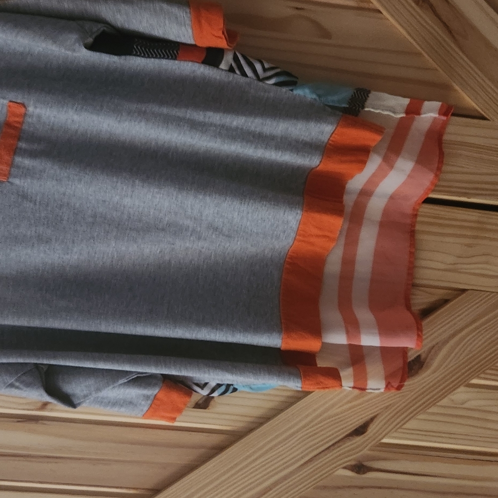 Gray and Orange Striped Top